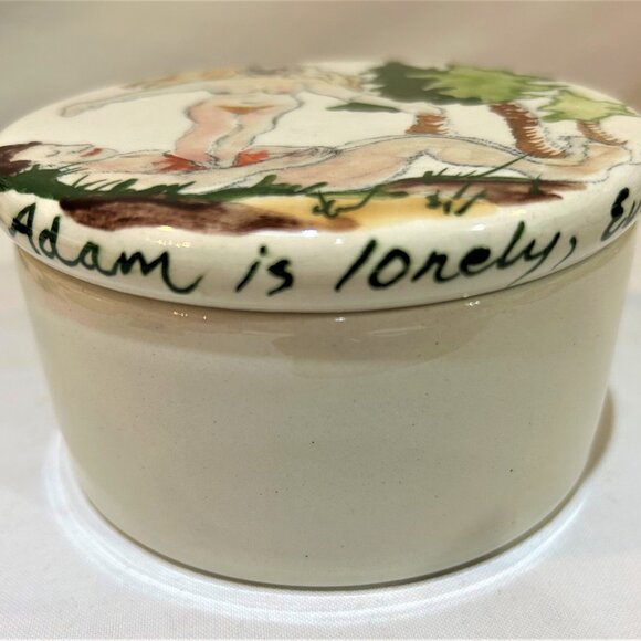 Vintage DeForest Hand Painted Adam and Eve Trinket Box Signed Dated 2003 - Picture 6 of 10